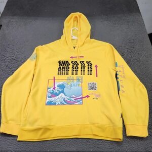 Brooklyn Cloth Hoodie Mens XL Yellow A Force Of Nature Graphic Fleece Pullover